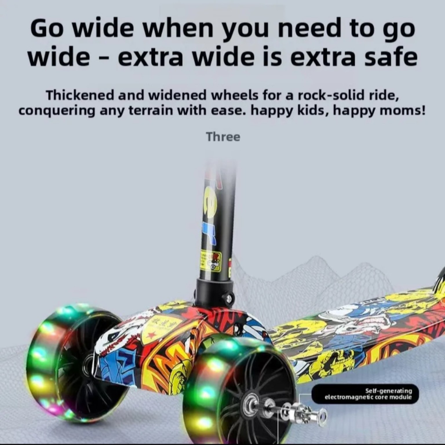 Wide stable children's scooter