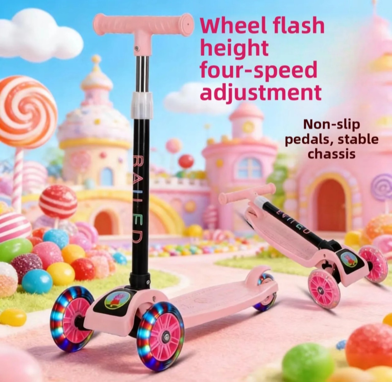Pink adjustable children's scooter